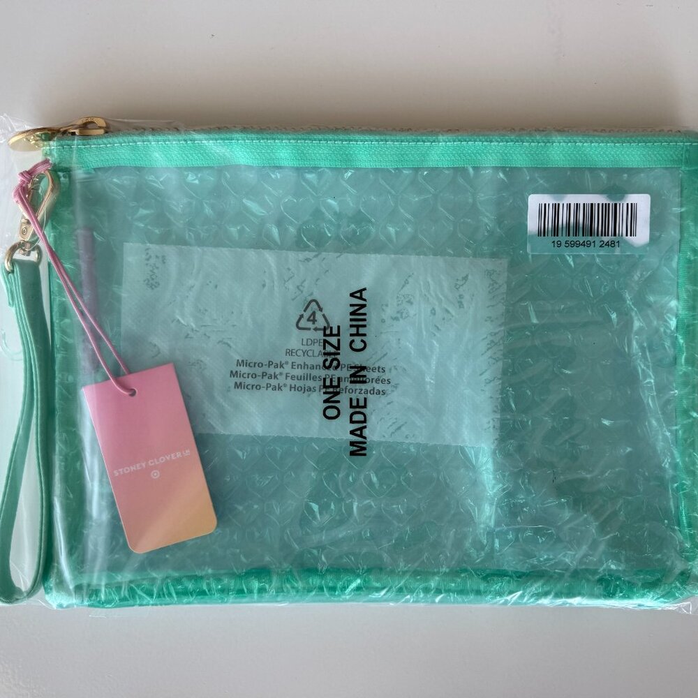 Stoney Clover Lane x Target Green Bubble Hearts Flat Pouch NWT